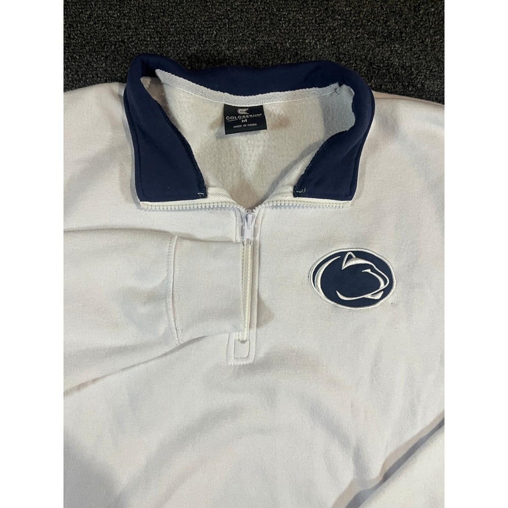 Colosseum Mens Penn State Nittany‎ Lions Quarter Zip Fleece Sweatshirt White M